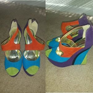 Colorful wedge heels