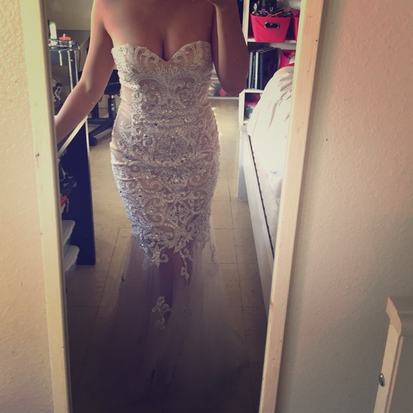 Beautiful nude and white cocktail dress