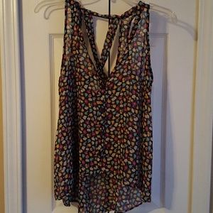 Floral button up top with cross back detail