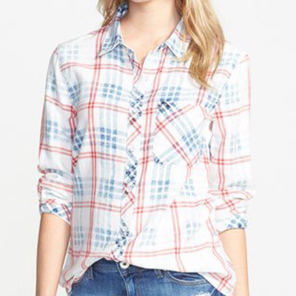 Treasure & Bond Split Back Plaid Shirt