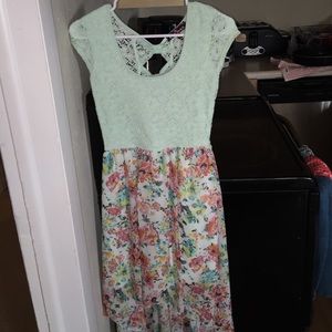Mint Floral Hi-Lo Dress