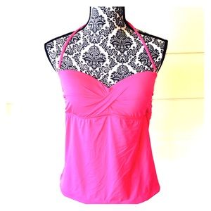 Target Bright Pink/ coral Tankini Top Size Large