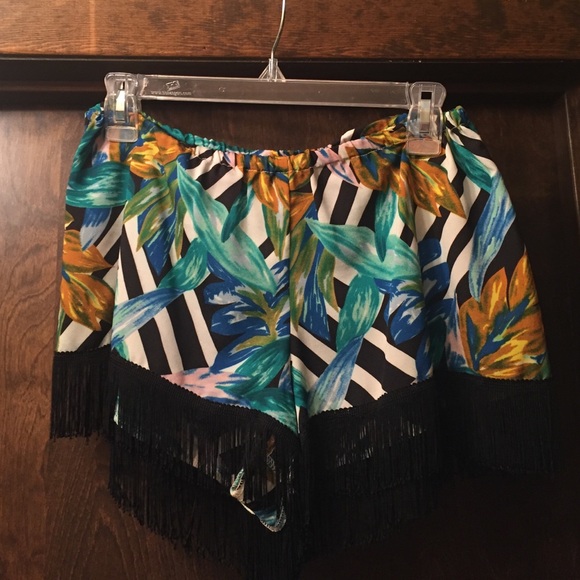 MuMu printed fringe shorts