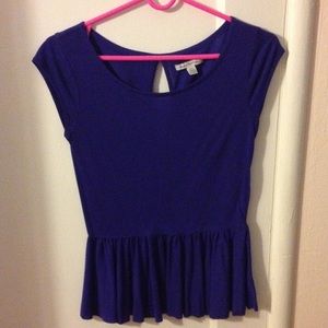 Royal blue blouse with a slit back