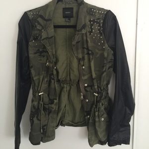 Camo with Faux Leather Sleeves dressed with Studs