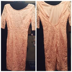 Baby Pink, form-fitting dress.