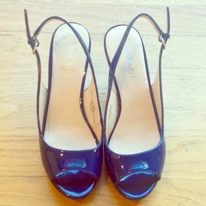 Nine West Navy Peep-Toe Pumps