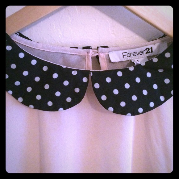 Peachy nude sheer blouse with polka dots.