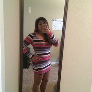 Striped body con dress