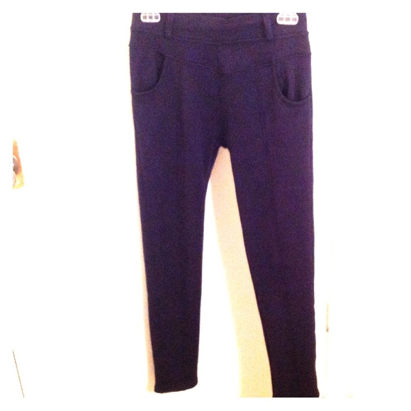 Fleece Lined Jeggings, Navy Blue - Picture 1 of 4