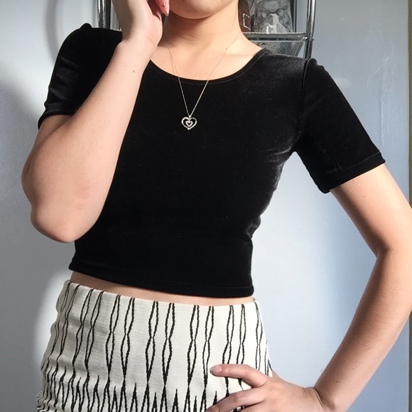 American apparel black velvet crop top