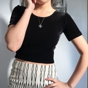 American apparel black velvet crop top