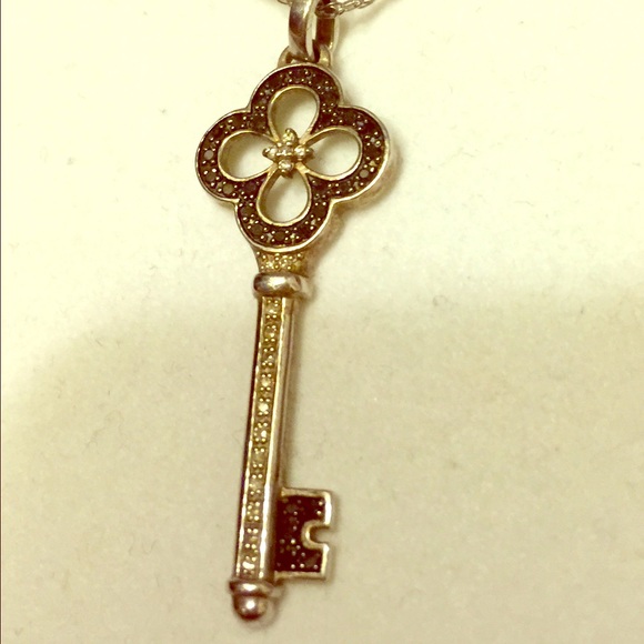 Stunning Black and White Diamond Key Necklace