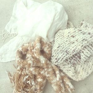 3 cream scarves set.  Great for fall