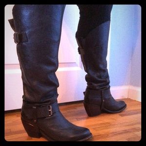 Dolce Vita Engrid Black Leather Knee High Boots