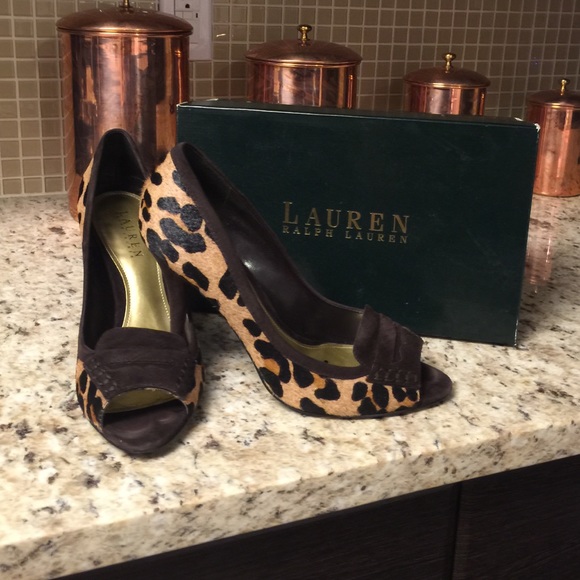 Lauren by Ralph Lauren leopard peep toe shoe