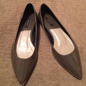 Zara gray/greige zipper flats