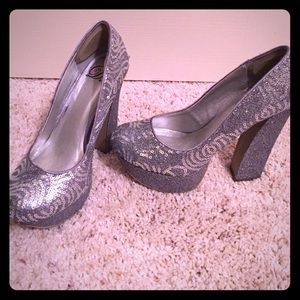 Payless silver sparkle heels