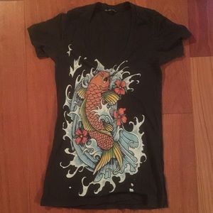 Koi fish v-neck tee