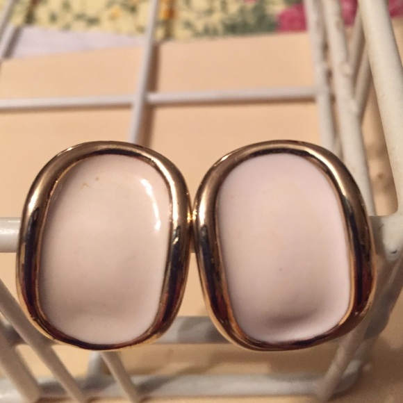 Vintage 2 pair gold color earrings Hoops and oval