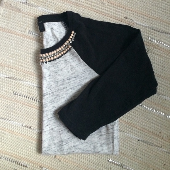 J.Crew Jeweled Collar Baseball Tee