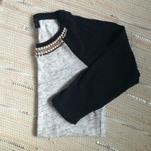 J.Crew Jeweled Collar Baseball Tee