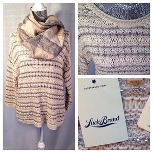 Lucky Brand Open Knit 3/4 Length Sweater: NWT