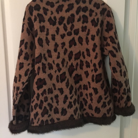 100% boiled Wool Zipper Animal Print, Sz M jacket - Picture 2 of 4