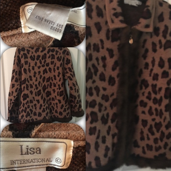 100% boiled Wool Zipper Animal Print, Sz M jacket - Picture 4 of 4