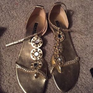 Gold sparkly diamond sandals