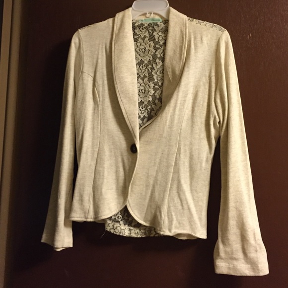 Cotton blazer with lace back
