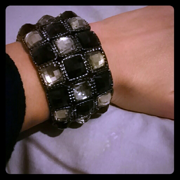 2 black and white chunky bracelets