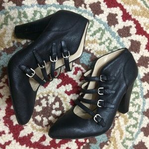 Sexy black leather heels