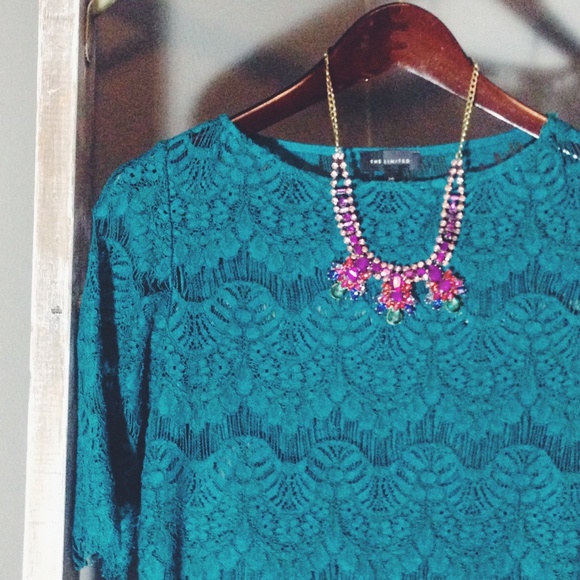 the limited| turquoise lace top
