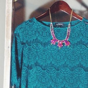 the limited| turquoise lace top