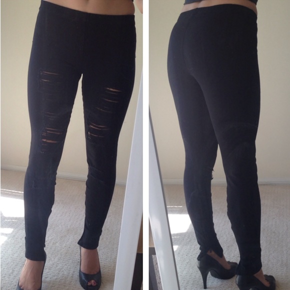 Joes Jeans black distressed skinny jean leggings S