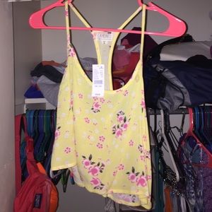 Yellow floral crop top