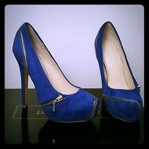 Suede Blue with zippers Colin Stuart Heels