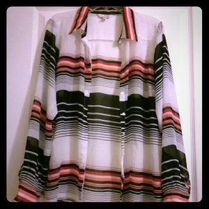 Charming Charlie Button Sheer Shirt