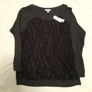 Long sleeve shirt with lace overlay