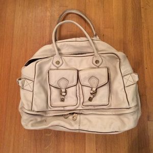 Marc by Marc Jacobs cream leather weekender bag