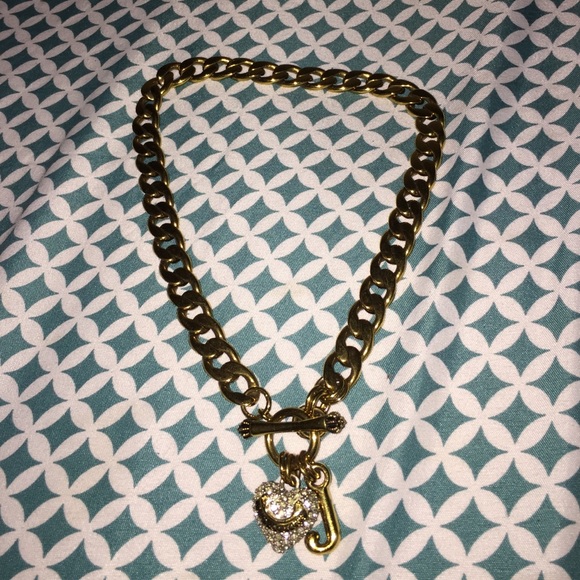 Gold studded heart juicy couture necklace