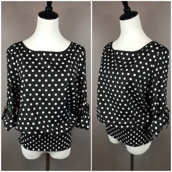 Michael Kors Tops - 💥FINAL💥NWT Michael Kors Black White Polka Top M