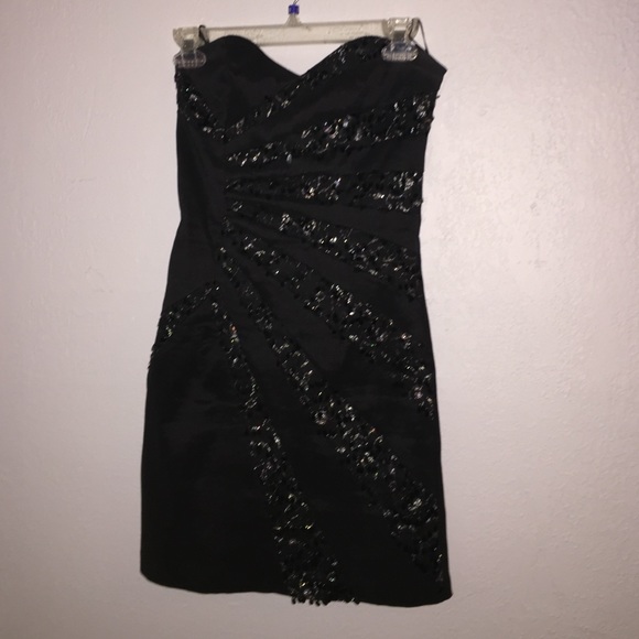 Black strapless embellished dress