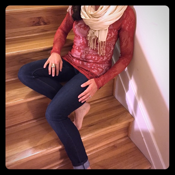 Anthropologie Mesh/Lace long sleeve top