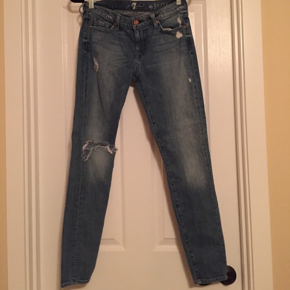7 for all Mankind Denim - 7 for all mankind " the skinny" distressed jean