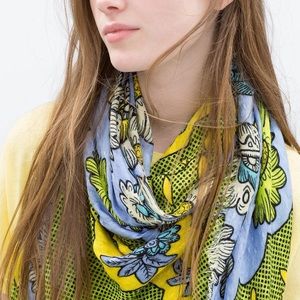 *Final* printed scarf by Zara blues greens yellows