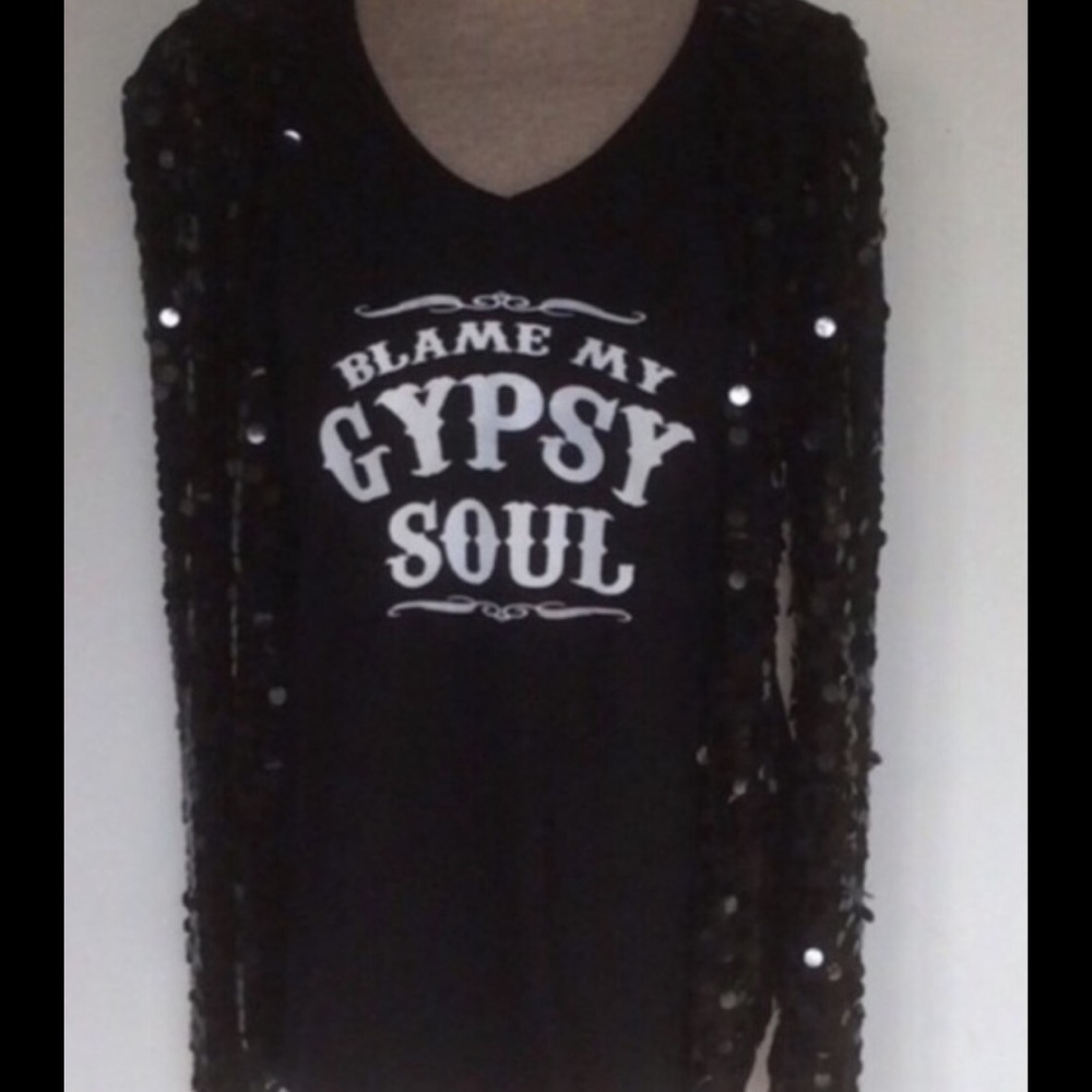 Blame My Gypsy Soul Black v neck