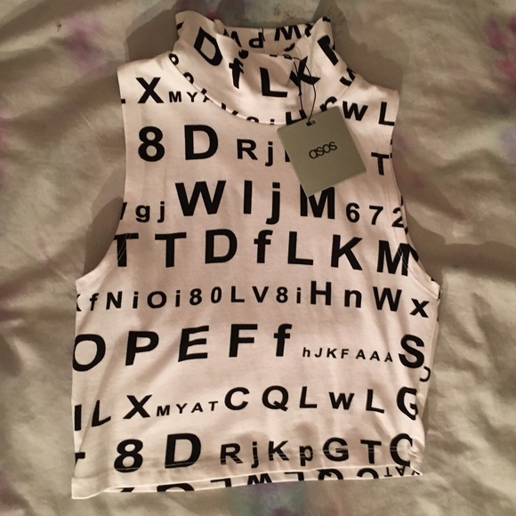 ASOS: Sleeveless Turtleneck ABC Crop