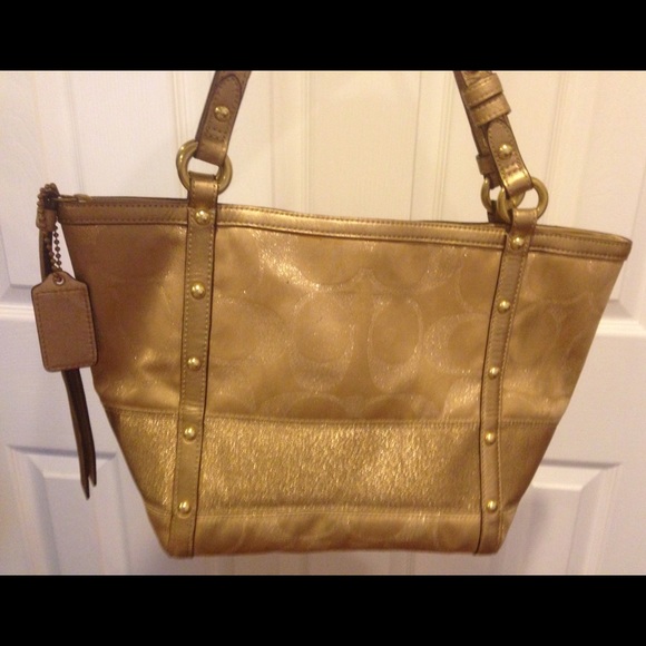 Coach gold purse shoulder bag